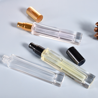 Botol semprot Mini isi ulang botol parfum kaca ramping persegi bulat 5ml 10ml dengan sekrup tutup atas pesanan Minimum 100 buah