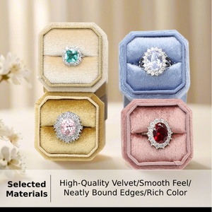 OEM Personalized Wedding Proposal Velvet <b>Ring</b> Pendant <b>Box</b> 2 Slot Engagement Jewelry Container Octagonal High Quality Jewelry <b>Box</b> - Product Image 3