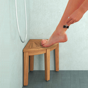 Dark Teak Japanese Style Small Stool Bamboo <strong>Bath</strong> <strong>Bench</strong> for Home Use Corner Seat for Shower or <strong>Bath</strong> - Product Image 2