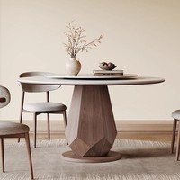Voxhome Moderner Nordischer Massivholz-Esstisch Möbelset Drehbarer Runder Esstisch Wohnzimmer-Apartment-Möbel