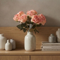 Bouquet di Seta Artigianale All'Ingrosso, Fiore Artificiale di Rosa Retrò di Alta Qualità a 7 Teste per Decorazioni di Ringraziamento, Matrimoni ed Eventi Domestici