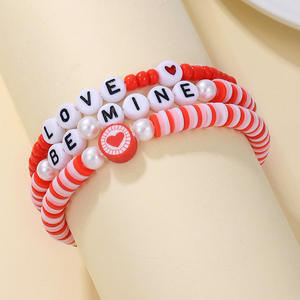 SY-41 Kit Braccialetti Fai da Te con Cuore 'Love Be Mine', Gioielli Artigianali Elastici in Argilla Polimerica con Perle e Resina, Set da 3 Pezzi - Product Image 2