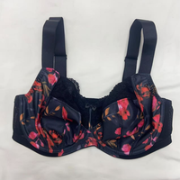 Soutien-gorge push-up en dentelle à couvrance totale, respirant, en maille, imprimé floral, avec larges bretelles réglables et maintien latéral, pour femme - Vente en gros