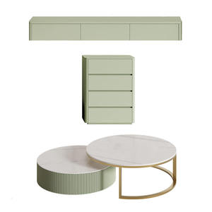 Meuble TV moderne vert pour salon et chambre à coucher, unité TV murale de luxe, écologique, personnalisable, avec rangement - Product Image 6