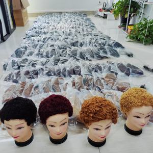 Perruques courtes à ondulations naturelles Letsfly Afro Curly 9$ en gros à bas prix, perruques complètes à ondulations naturelles, cheveux humains naturels, perruques bon marché - Product Image 3