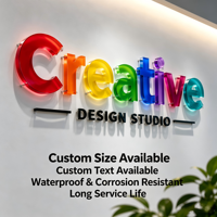 Enseigne murale lumineuse LED 3D personnalisée en acrylique arc-en-ciel pour bureau, studio créatif et réception d'entreprise