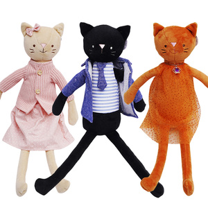 Peluche Gatto Creativo Stile Moderno con Vestito Rosa, Set Gatto Imbottito a Gambe Lunghe, Morbido Tessuto in Cotone, Bambola di Pezza per Regalo Bambina - Product Image 5