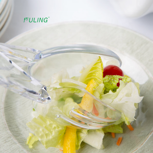 Platter Pleasers 11 1/2 "Comida Tong Cuchara y tenedor Emparejamiento Plástico transparente Ensalada Pinzas 48/Caja - Product Image 3