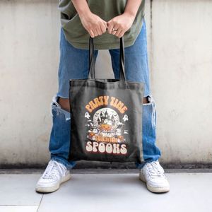 DLBZ Halloween Cute Cartoon Designer Eco-friendly <b>Large</b> Reusable Custom Canvas Tote Shopping <b>Bag</b> with Rope Handle for Party - Product Image 4