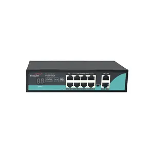 Wanglink PoE Ethernet Switch 8 10/100Mbps PoE Port 2 FE RJ45 Uplink Port PoE Switch AI with VLAN and Digital Display