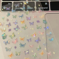 Autocollants tendance pour ongles d'aile de papillon irisé: décalcomanies plates de qualité supérieure pour les motifs de fées