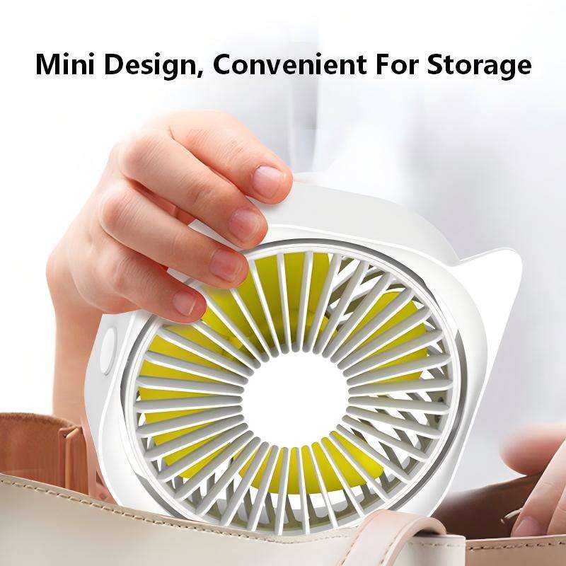 Cute Cat Ear USB Desk Fan 3 Speed Adjustable 360° Rotation Personal ...