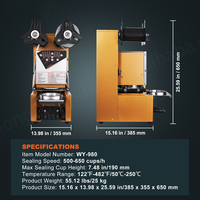 Machine à sceller le thé électrique Boba 500-650 tasses/H tasse à café au lait à bulles scellant 90/95mm pour bouteilles