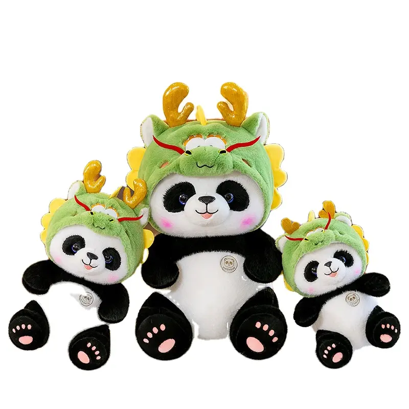 Mới mờ động vật đồ chơi sang trọng có thể tháo rời rồng hat Panda đồ chơi sang trọng búp bê quốc gia gấu trúc búp bê sang trọng