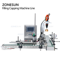 ZONESUN ZS-FAL90S Ligne de remplissage et de bouchage automatique de liquides pour petites bouteilles, configuration en L, avec pompe péristaltique de bureau