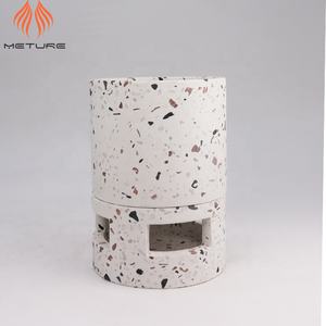 Cilindro vaso cilindrico in terrazzo <span class=keywords><strong>bianco</strong></span> con pietre colorate <span class=keywords><strong>vasi</strong></span> per fioriere in <span class=keywords><strong>cemento</strong></span> con base in <span class=keywords><strong>cemento</strong></span> per interni - Product Image 1