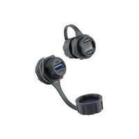Conector Hembra USB 3.0 de Paso con Rosca M20 IP68 y Tapa, Montaje en Panel Micro Socket, Adaptador de Aviación