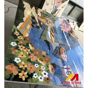 Design di fascia alta a getto d'acqua in marmo medaglione di piastrelle di venezia motivo intarsio in marmo per parete sfondo decorativo arte - Product Image 4