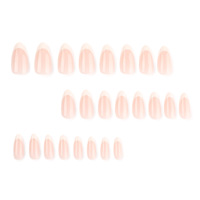 Ongles à presser personnalisés en amande moyenne, marque privée OEM/ODM, rose nude, blanc, French manucure brillante, classiques et simples, faux ongles artificiels