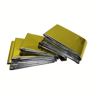 Lot de 4 couvertures compactes imperméables en feuille de Mylar thermique pour la randonnée en plein air, le camping, la survie, les situations d'urgence, logo personnalisé - Product Image 3