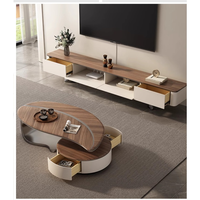 Table basse convertible moderne de style nordique avec base en acier inoxydable, plateau en bois massif, pliable, avec tiroirs pour le salon