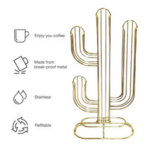 Présentoir de comptoir de cuisine en métal doré <span class=keywords><strong>Nespresso</strong></span> Coffee Pod Capsule Holder Organizer Supports Storage Rack for Coffee - Product Image 3