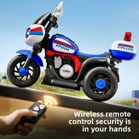 Nouveau modèle 2025 Moto électrique de police pour enfants, double propulsion, télécommande, lumières, musique, tricycle rechargeable en plastique