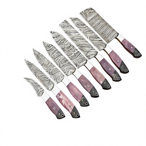 08 Pieces Hand Made Damascus Steel Drop Point Kitchen <b>Knife</b> Set with <b>Bone</b> <b>Handles</b> OEM/ODM/OBM Customizable - Product Image 1