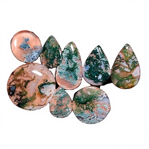 FAIJAN GEMS Agate Mousse Naturelle Cabochon Poli Formes Mixtes Toutes Tailles Cristal pour Fabrication de Bijoux Pendentifs Rajasthan - Product Image 1
