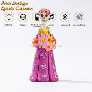 Decoración para Fiesta de Halloween, Figura de Resina de Esqueleto Floral del Día de Muertos, Adorno Espeluznante para Casa Embrujada, Bar, Escritorio - Product Image 2