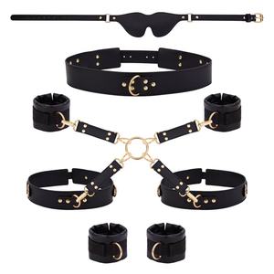 6피스 조절 가능한 수갑 발목/허벅지 수갑 눈가리개 크로스 웨이스트 스트랩 성인 커플 장난감 BDSM 구속 키트 세트 - Product Image 2