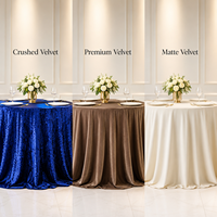 Nappe Ronde en Velours en Gros – Trois Finitions : Froissé, Mat Premium pour Hôtels et Banquets (Location)