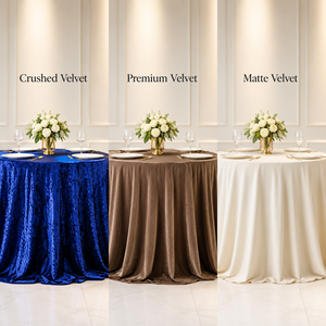 Wholesale Custom Crushed Plain Solid Blue Velvet <b>Table</b> Cloth for Wedding and Events <b>Round</b> Linen for Outdoor Parties and Banquets - Product Image 1