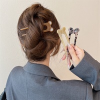 DREAM FASHION Élégant et robuste bâtonnet et épingle à cheveux français en acétate de cellulose fait main, motif écaille de tortue - Personnalisable pour les fêtes