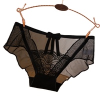 Culotte transparente en dentelle à nœuds floraux sans couture pour femmes avec taille XL Lingerie sexy douce mode pour dames
