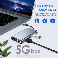 8 in 1 USB C Hub Dual HDMI Docking Station 4K Type C Multiport Adapter untuk Monitor Ganda Laptop Komputer