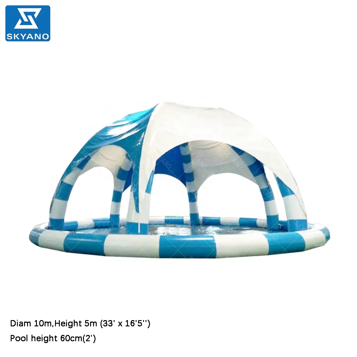 Наружная надувная круглая купольная палатка для водных игр диаметром 10 метров
