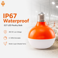 Ampoule LED Étanche IP67 E27 Dimmable Sans Scintillement 48V DC pour Équipements d'Élevage de Poulets de Chair, Poules Pondeuses et Poulets Reproducteurs en Ambiance Humide