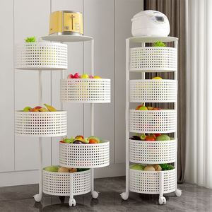 Carrito de Almacenamiento Móvil Metálico para Cocina, Diseño Multifuncional Giratorio con Cestas para Vegetales de Varias Capas, Tendencia 2025 - Product Image 4