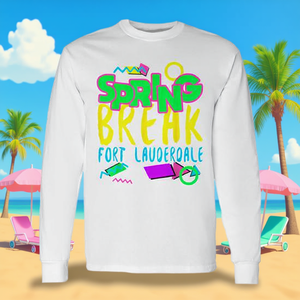 Spring Break Fort Lauderdale <b>90s</b> Aesthetic Long Sleeve <b>T</b>-<b>Shirt</b> - Product Image 3