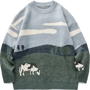 Nouvelle mode hiver pull jacquard tempérament doux Style mohair col rond pull tricoté