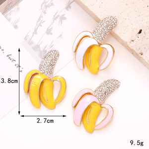 Creative New Rhinestone Zinc Alloy Banana Accessories, Phone Case Stickers &amp; <strong>Crocs</strong> Charms DIY Jewelry Parts - Product Image 2