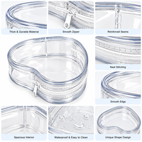 Sac de rangement transparent en forme de cœur, mini et portable, avec fermeture éclair, pour écouteurs, chargeur, accessoires de voyage, avec porte-clés