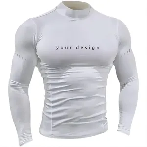 T-Shirt da uomo con abbigliamento sportivo sportivo da allenamento t-Shirt a compressione a maniche lunghe da uomo sotto le t-Shirt da palestra da corsa a strato di Base