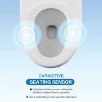 Toilette intelligente de luxe haut de gamme sans réservoir, monobloc, antibactérienne, avec siège chauffant, capteur de pied, chasse d'eau et lumière nocturne pour salle de bain domestique