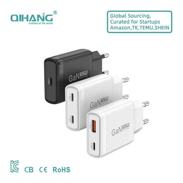 EU Plug 65W USB-C Ultra-Slim Fast Charger, PD3.0/QC3.0 Wall Charger with Multiple Protections, CE/CB Certified for Mobile Phone