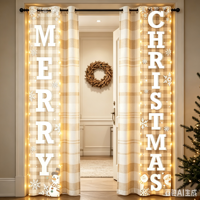 Bannière de porte personnalisée pour Noël, 71x12 pouces, en polyester, motif écossais rouge et noir, panneau suspendu OEM pour détaillants