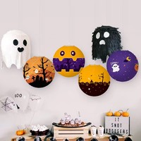 Ensemble de citrouilles d'Halloween en nid d'abeille-Lanternes lumineuses d'horreur en papier en forme de citrouille fordable pour la décoration de fête d'Halloween