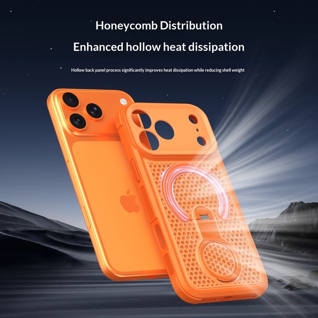 Hot Sale TPU+PC Cover Honeycomb Hole Heat Dissipation Shockproof Magnetic Phone Case for iPhone 17 Pro Max 16 Pro 15 14 13 12 11