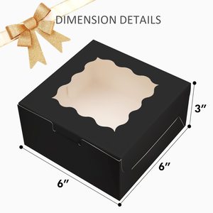 Boîtes à pâtisserie noires avec fenêtre 6x6x3 pouces, épaisses et robustes, pour macarons, pâtisseries et biscuits, pour boulangeries - Product Image 5